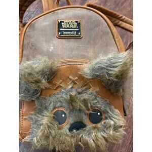 Loungefly Star Wars Wicket Ewok Mini Backpack Faux Fur Distressed Leather